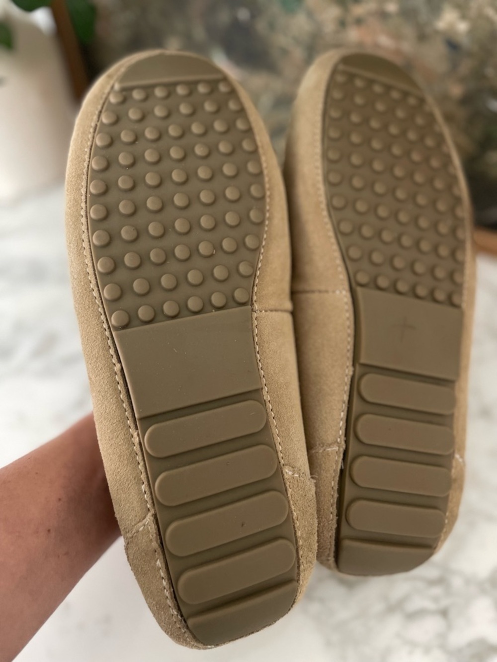 Quince Australian Shearling Moccasin Slipper Tan Suede Size 10 - Picture 5 of 12